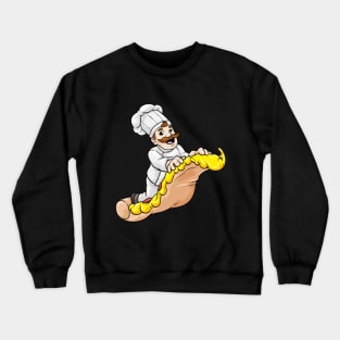 Funny cook is flying on a pizza Crewneck Sweatshirt